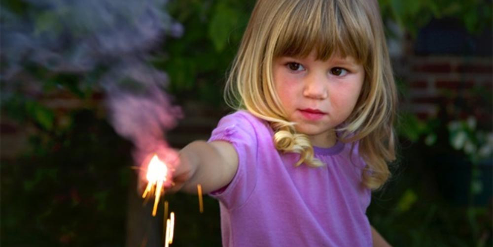 Child with fireworks