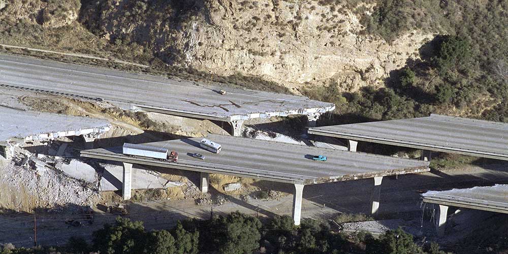 California earthquake collapsed freeway