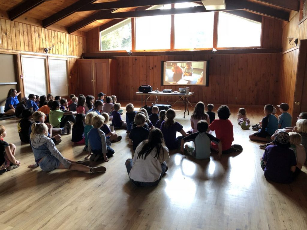 students learn about fire safety from CalFire Prevention Org.